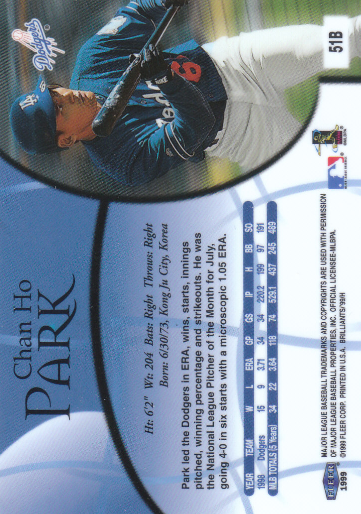 1999 Fleer Brilliants Baseball "Blue and Gold" Parallel Cards - Picture 27 of 84