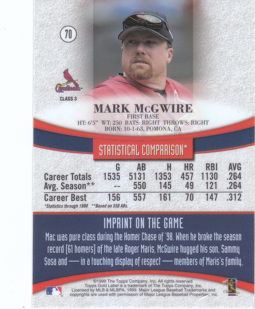 1999 Topps Gold Label Baseball - Picture 121 of 126