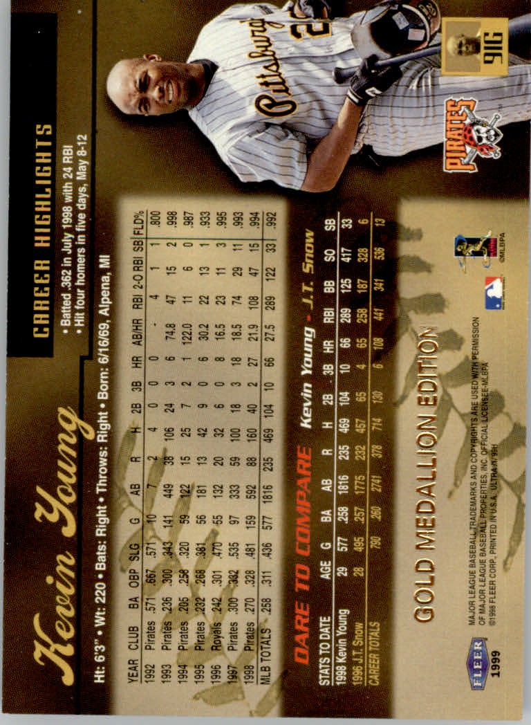 1999 Ultra (Fleer) Baseball "Gold and Platinum Medallion" Parallel Cards - Picture 94 of 224