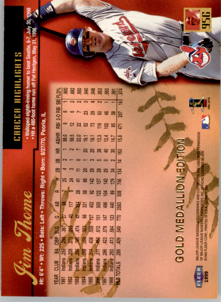 1999 Ultra (Fleer) Baseball "Gold and Platinum Medallion" Parallel Cards - Picture 97 of 224