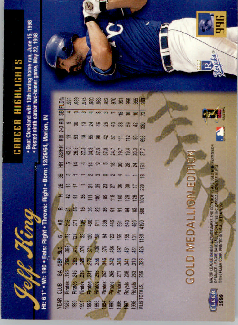 1999 Ultra (Fleer) Baseball "Gold and Platinum Medallion" Parallel Cards - Picture 102 of 224