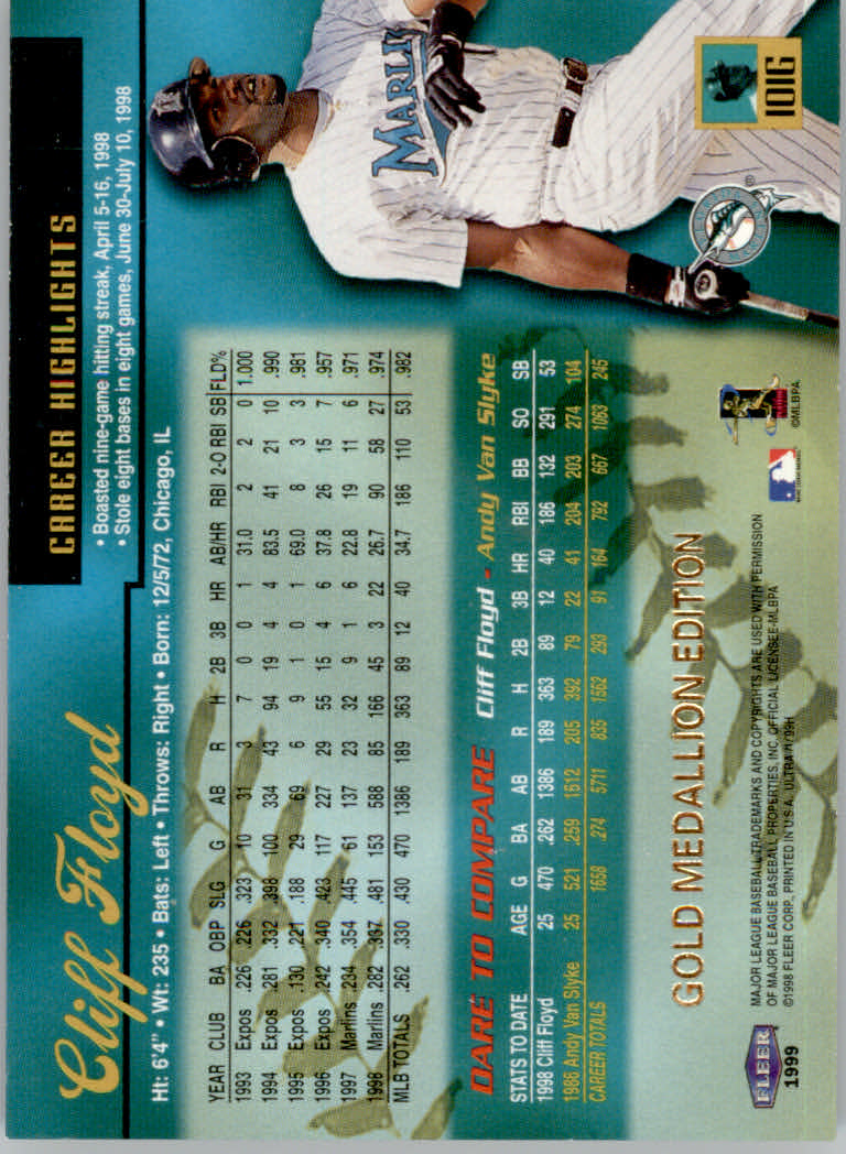 1999 Ultra (Fleer) Baseball "Gold and Platinum Medallion" Parallel Cards - Picture 104 of 224