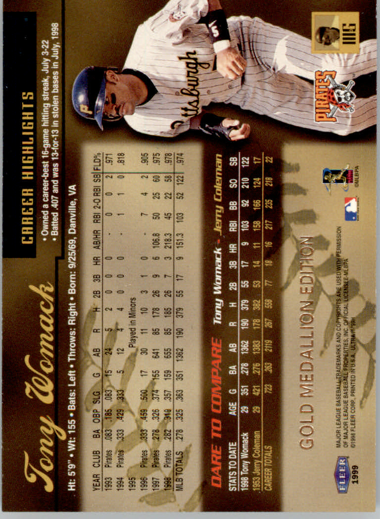 1999 Ultra (Fleer) Baseball "Gold and Platinum Medallion" Parallel Cards - Picture 113 of 224