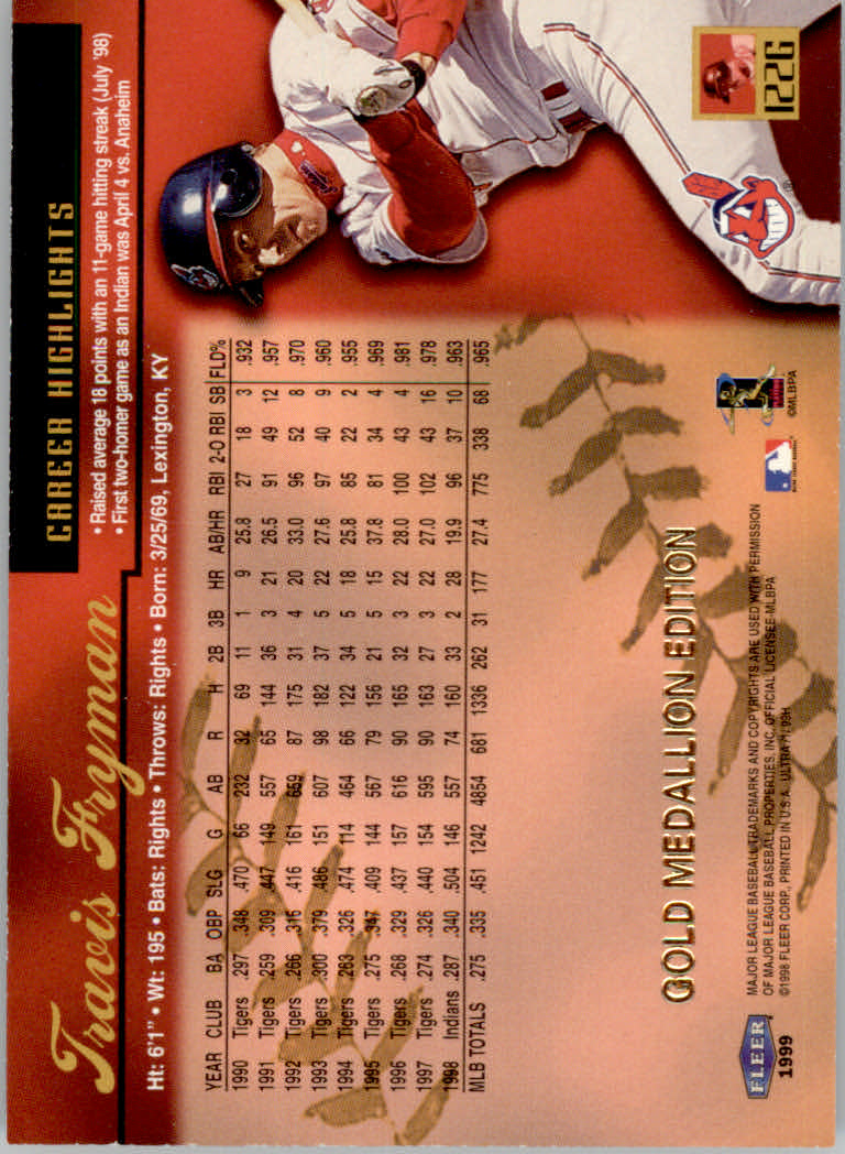 1999 Ultra (Fleer) Baseball "Gold and Platinum Medallion" Parallel Cards - Picture 120 of 224