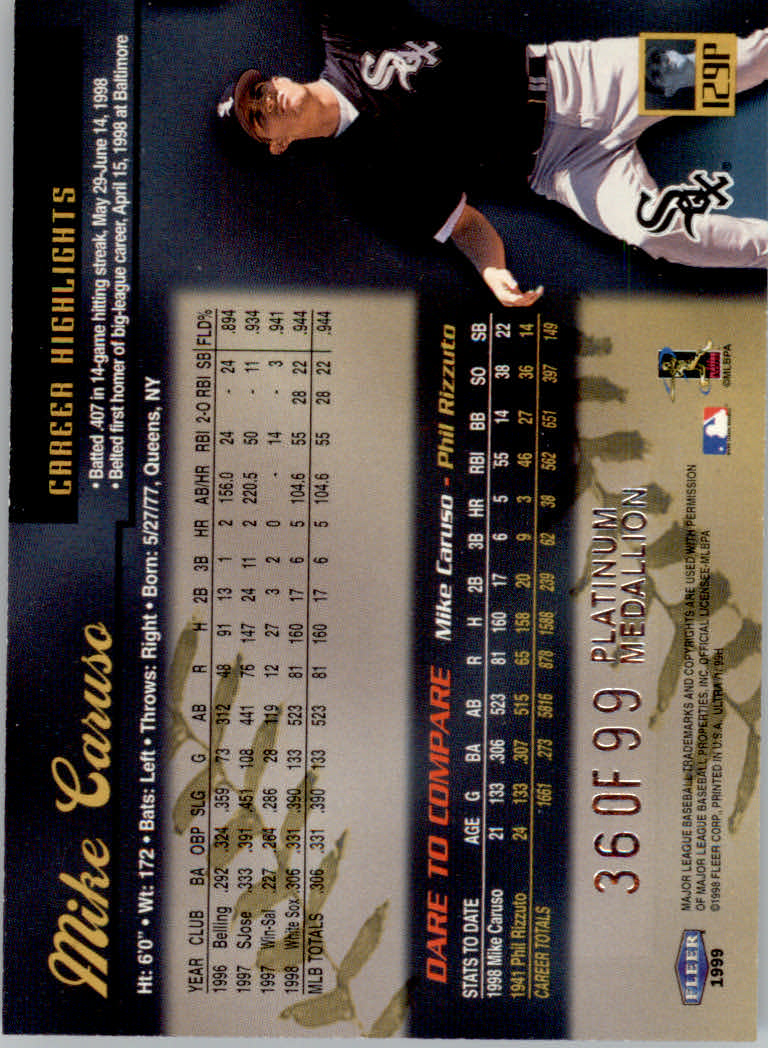 1999 Ultra (Fleer) Baseball "Gold and Platinum Medallion" Parallel Cards - Picture 224 of 224