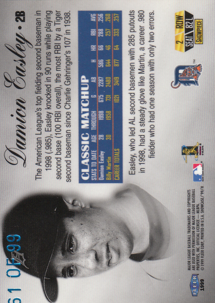 Carte Parallele Baseball 1999 Flair Showcase (Fleer) "Legacy Collection" - Foto 3 di 3