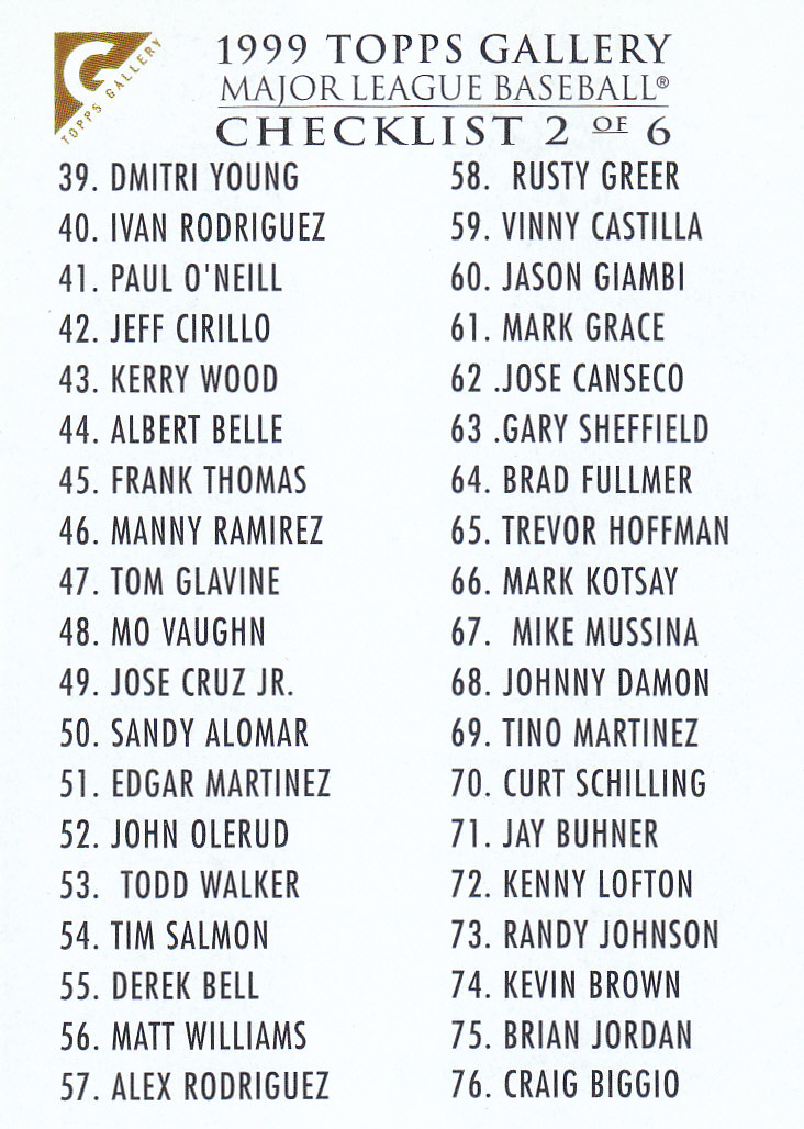1999 Topps Gallery Baseball - Picture 299 of 323