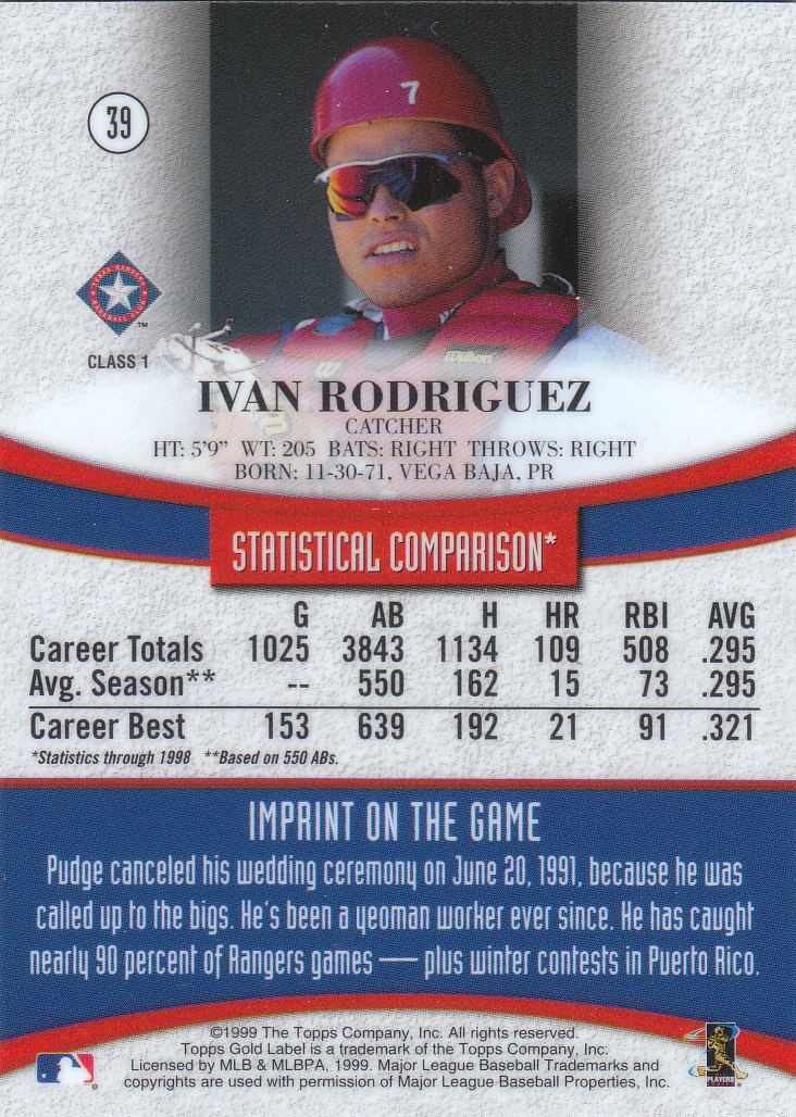 1999 Topps Gold Label Baseball - Picture 95 of 126