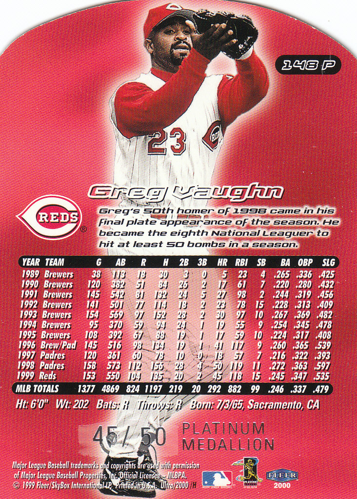 2000 Ultra (Fleer) Baseball "Gold and Platinum Medallion" Parallel Cards - Picture 321 of 323