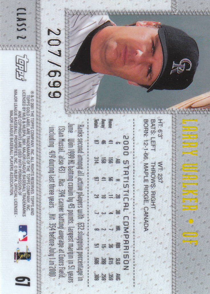 2001 Topps Gold Label Baseball - Picture 167 of 183