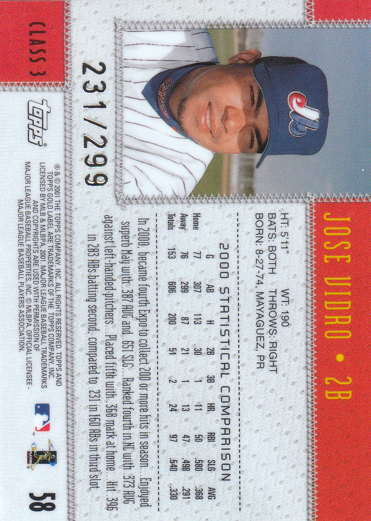 2001 Topps Gold Label Baseball - Picture 183 of 183
