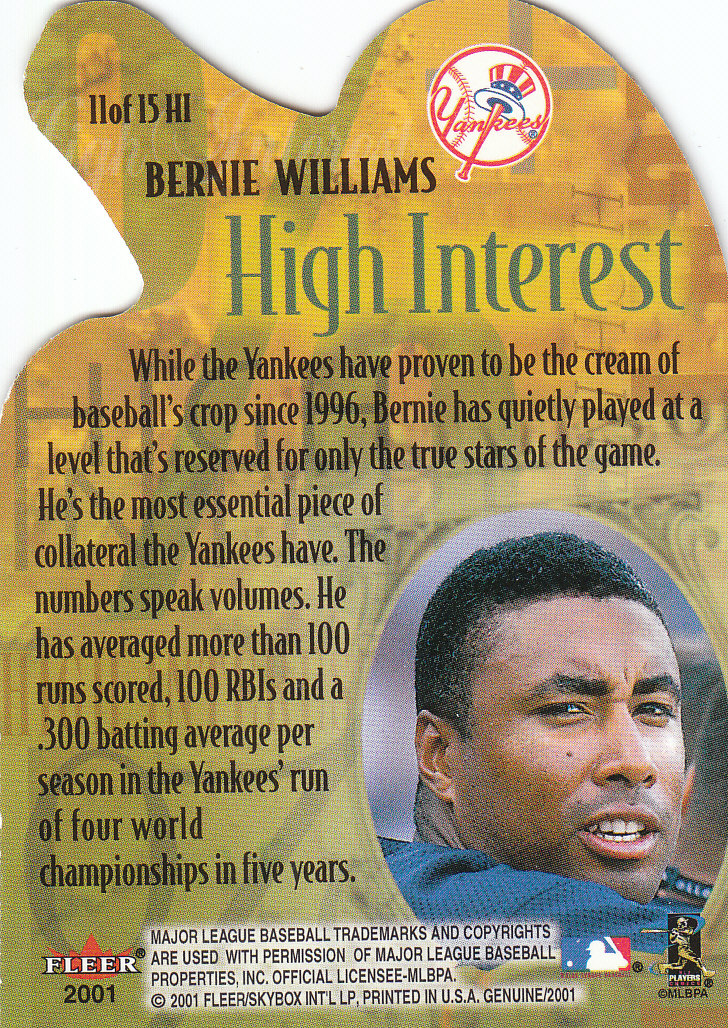 2001 Fleer Original Baseball "High Interest/Material Issue" Insert Cards - Bild 9 von 11