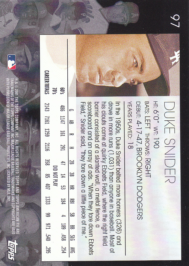 2001 Topps American Pie Baseball - Picture 191 of 312