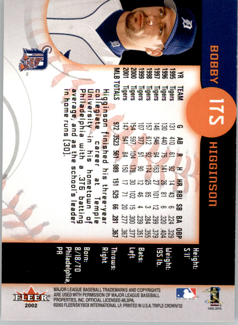 2002 Fleer Triple Crown Baseball "Main Set" Cards #151 to #270 - Bild 48 von 218
