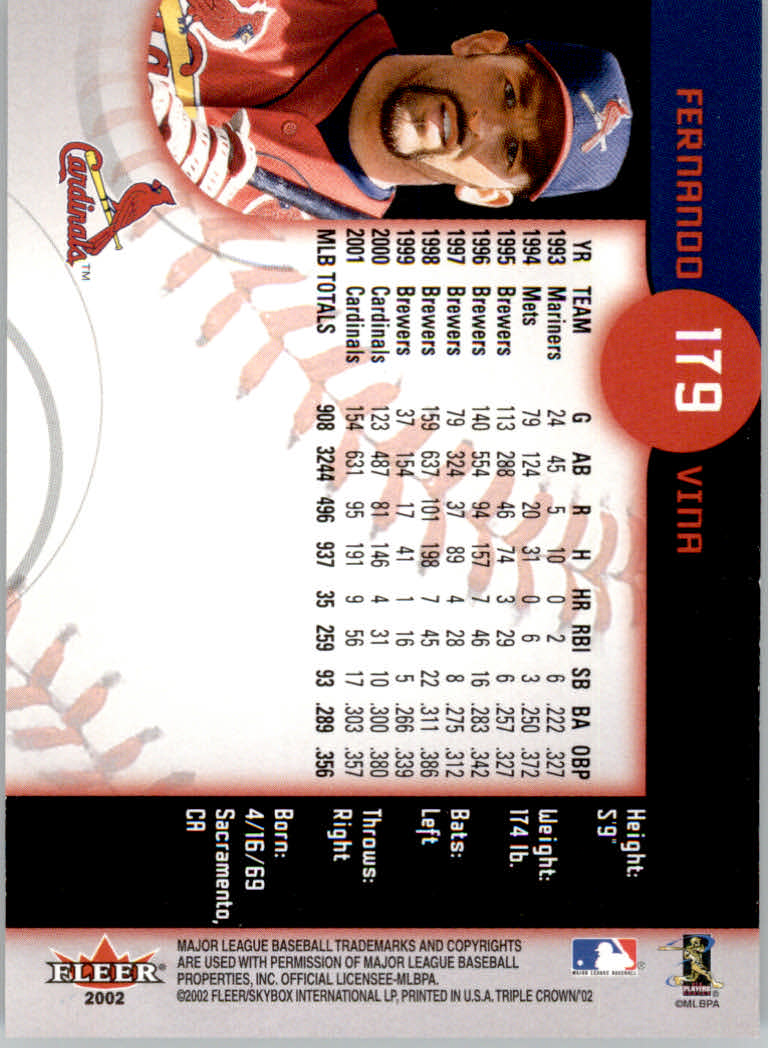 2002 Fleer Triple Crown Baseball "Main Set" Cards #151 to #270 - Bild 56 von 218