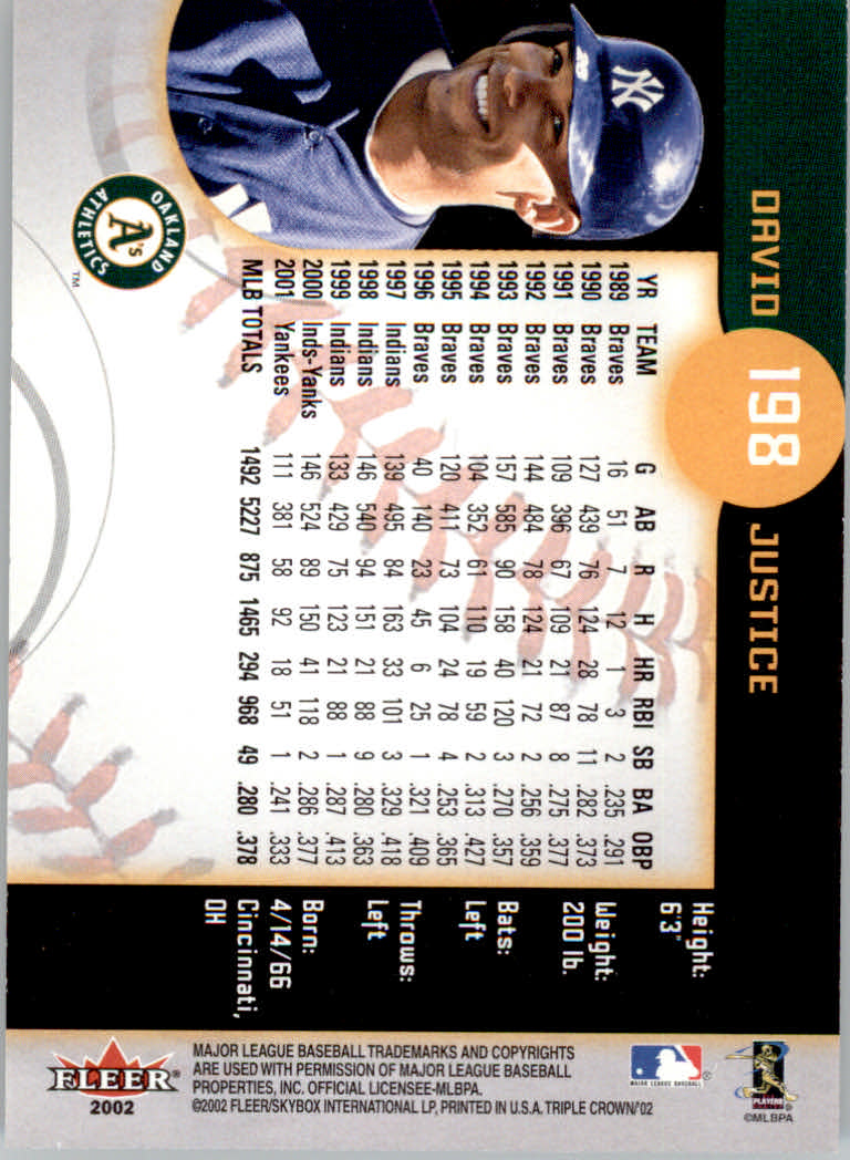 2002 Fleer Triple Crown Baseball "Main Set" Cards #151 to #270 - Bild 90 von 218