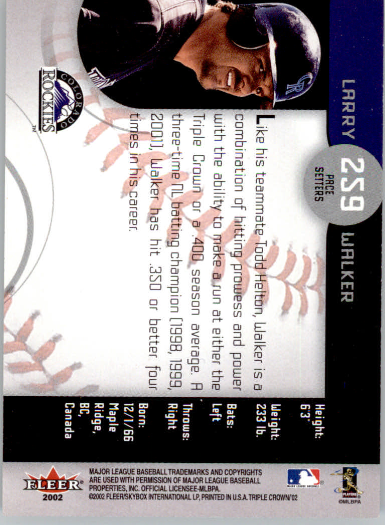 2002 Fleer Triple Crown Baseball "Main Set" Cards #151 to #270 - Bild 198 von 218