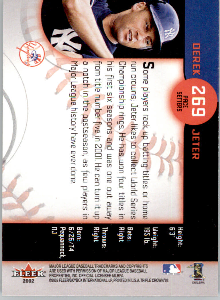 2002 Fleer Triple Crown Baseball "Main Set" Cards #151 to #270 - Bild 216 von 218