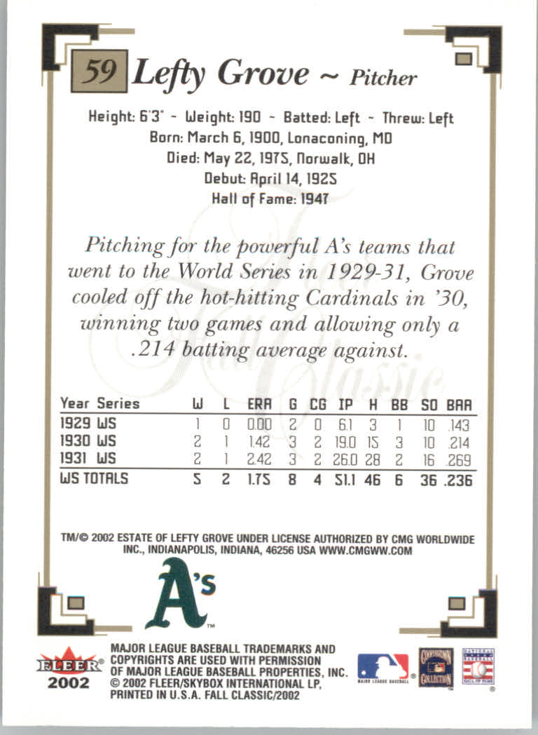 2002 Fleer Fall Classics Baseball "Main Set" Cards - Picture 101 of 173
