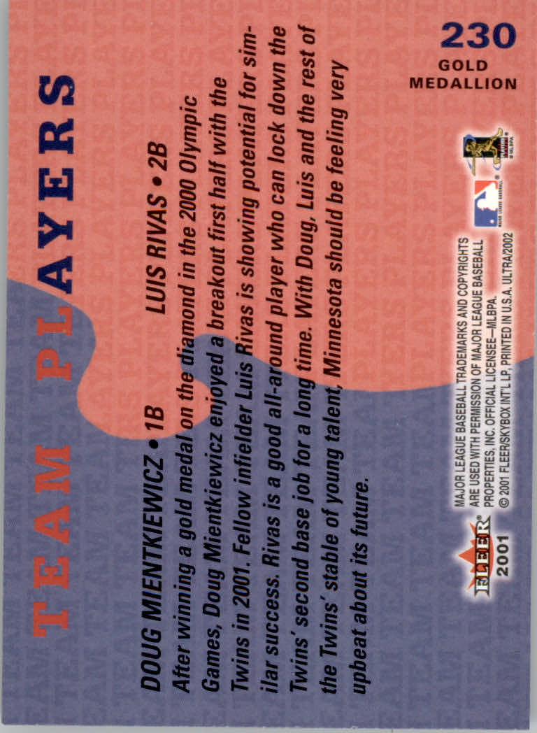 2002 Ultra (Fleer) Baseball "Gold Medallion" Parallel Cards - Picture 193 of 201