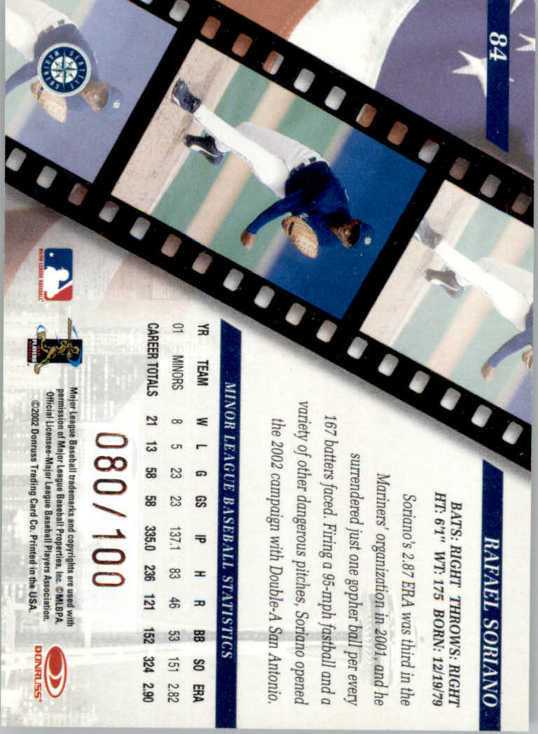 Donruss Studio Baseball 2002 Studio Proof Parallel Card 208 Hank Blalo