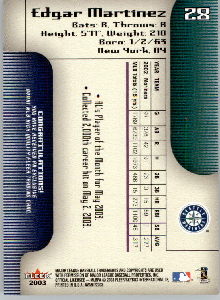 2003 Fleer Avant Baseball "Main Set" Cards #1 to #87 - Picture 54 of 130