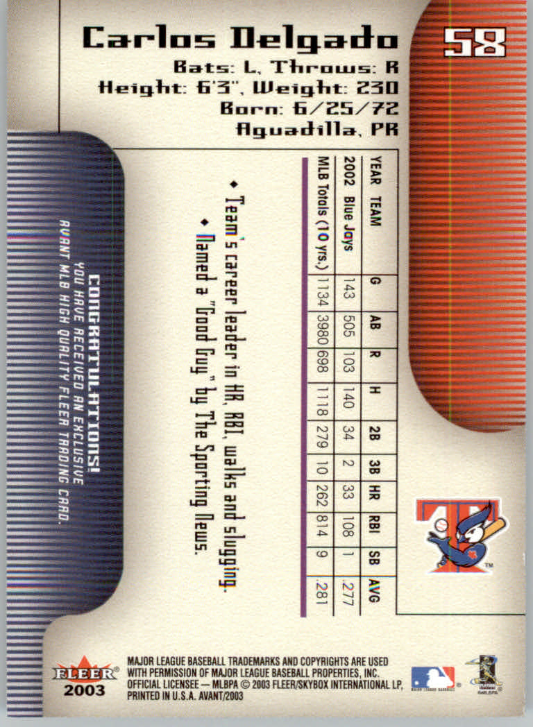 2003 Fleer Avant Baseball "Main Set" Cards #1 to #87 - Picture 106 of 130