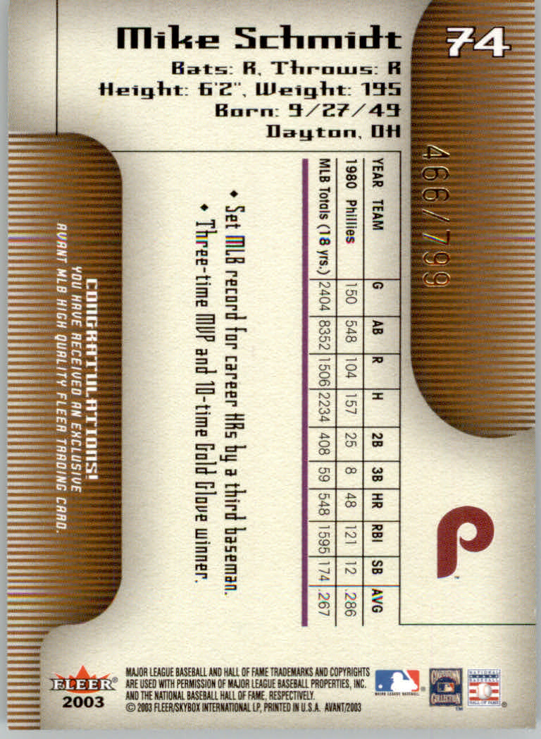 2003 Fleer Avant Baseball "Main Set" Cards #1 to #87 - Picture 124 of 130