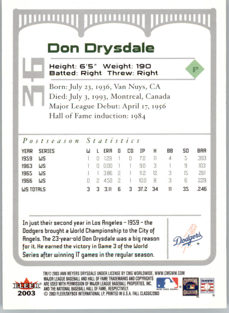 2003 Fleer Fall Classics Baseball "Main Set" Cards - Picture 79 of 197