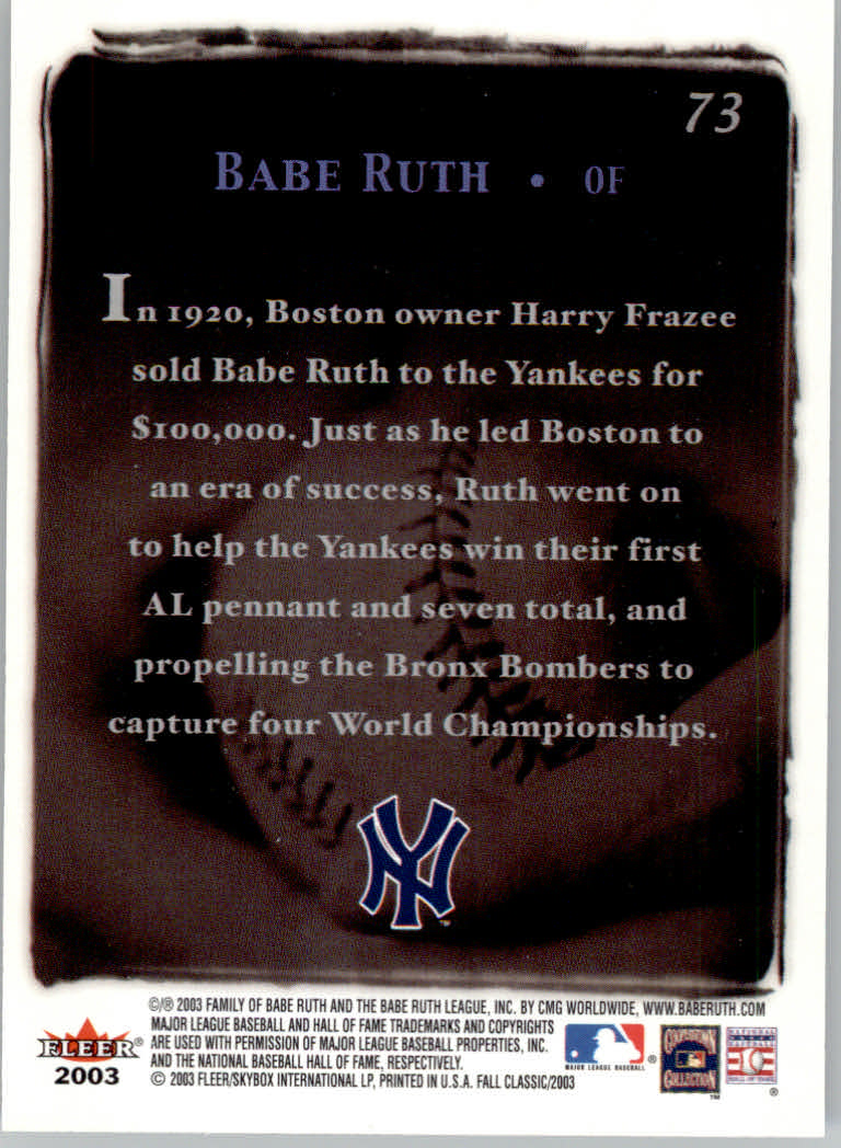 2003 Fleer Fall Classics Baseball "Main Set" Cards - Picture 167 of 197