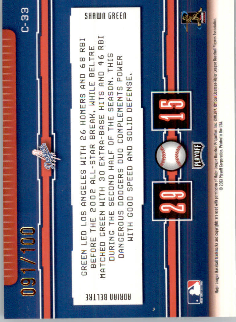 Tarjetas ""Insertar e insertar paralelas"" de béisbol Playoff Prestige 2003 - Imagen 13 de 36