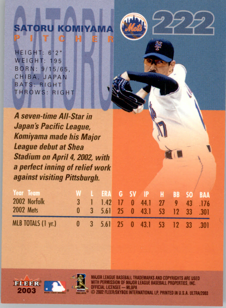 2003 Ultra (Fleer) Baseball "Main Set" Cards - Picture 413 of 459