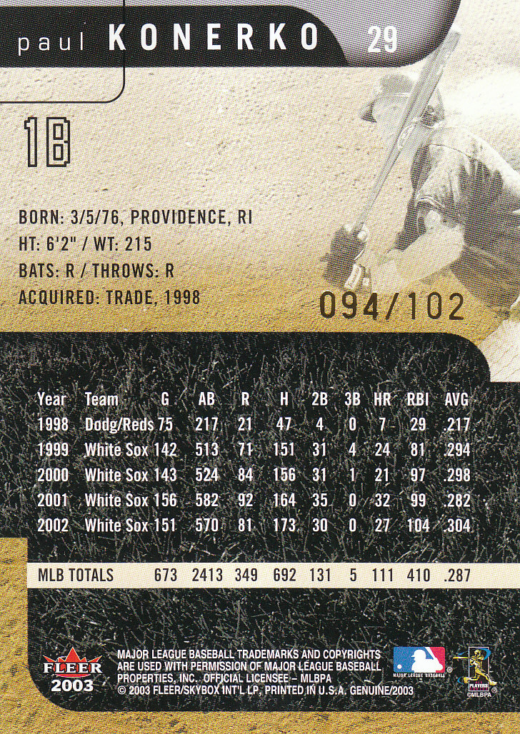 Tarjetas paralelas de béisbol genuino Fleer 2003 ""reflejo ascendente/descendente - Imagen 7 de 17