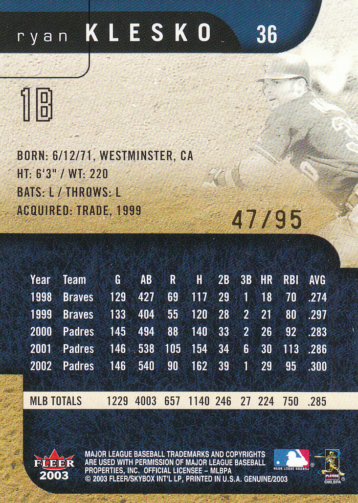 Tarjetas paralelas de béisbol genuino Fleer 2003 ""reflejo ascendente/descendente - Imagen 5 de 17