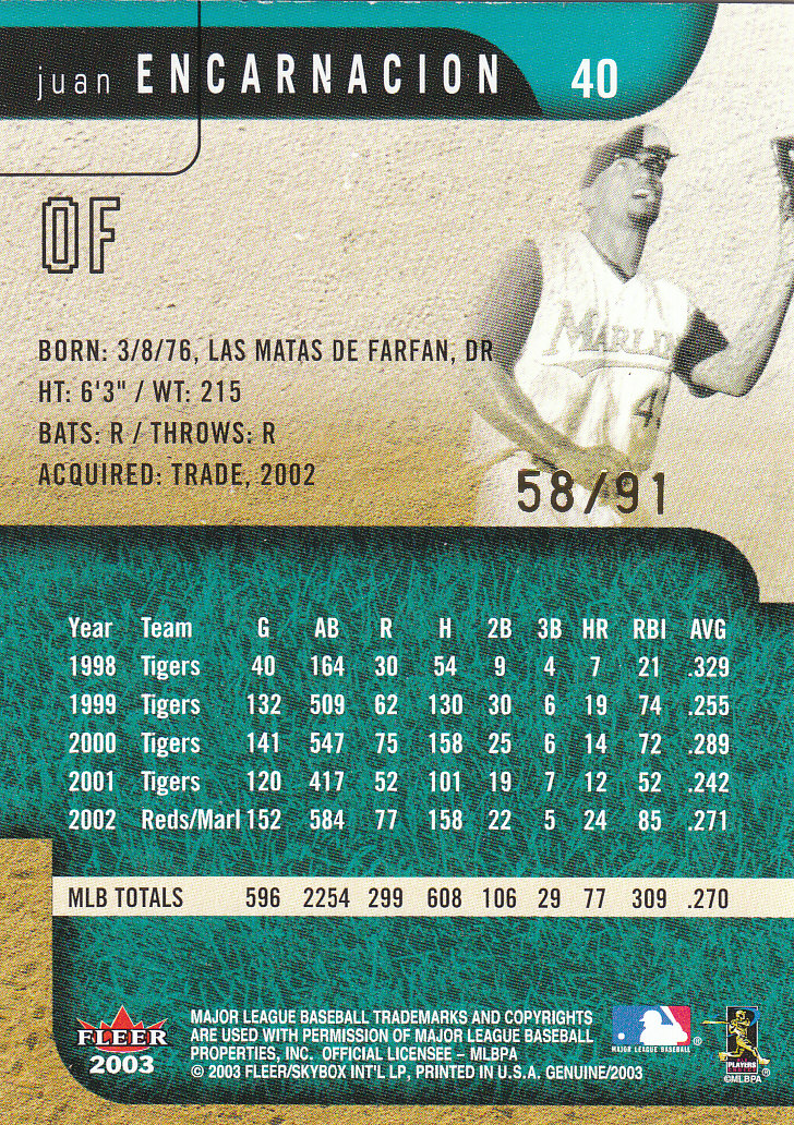 Tarjetas paralelas de béisbol genuino Fleer 2003 ""reflejo ascendente/descendente - Imagen 3 de 17