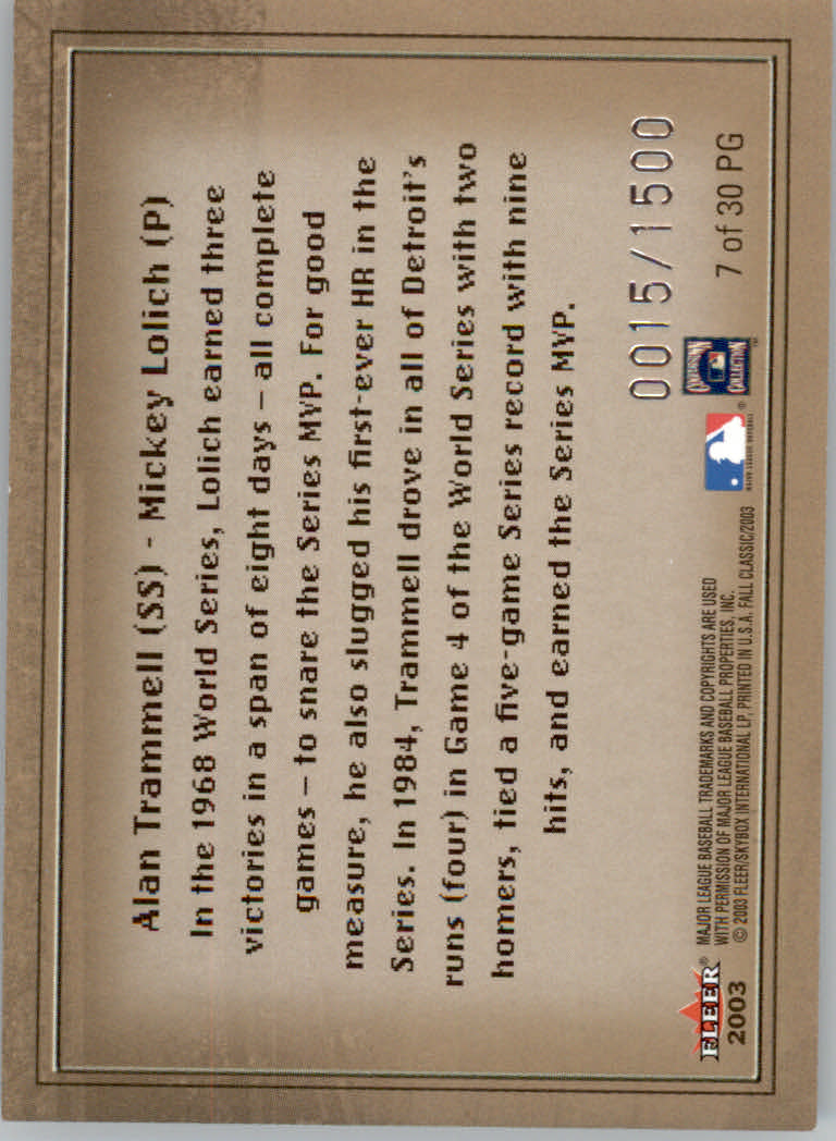 2003 Fleer Fall Classics Baseball "Insert" Cards - Picture 37 of 51