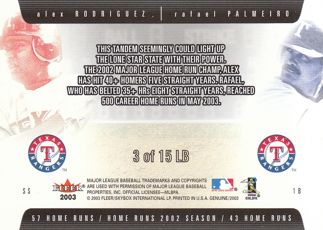 Tarjetas paralelas de béisbol genuino Fleer 2003 ""reflejo ascendente/descendente - Imagen 17 de 17