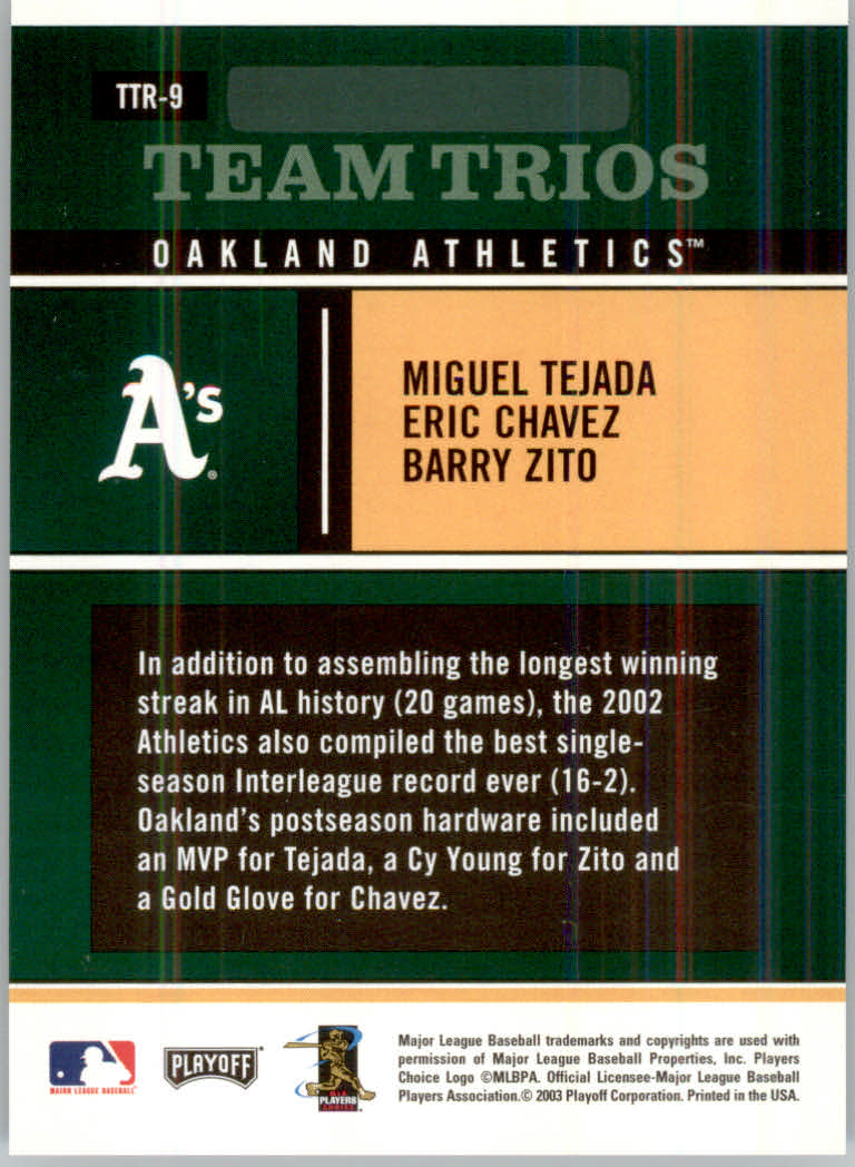 2003 Absolute Memorabilia Baseball "Insert and Insert Parallel" Cards - Picture 11 of 49