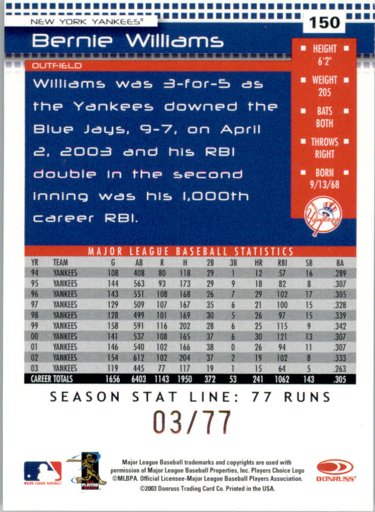 2004 Donruss Baseball "Press Proofs and Stat Line" Parallel Cards - Picture 49 of 57