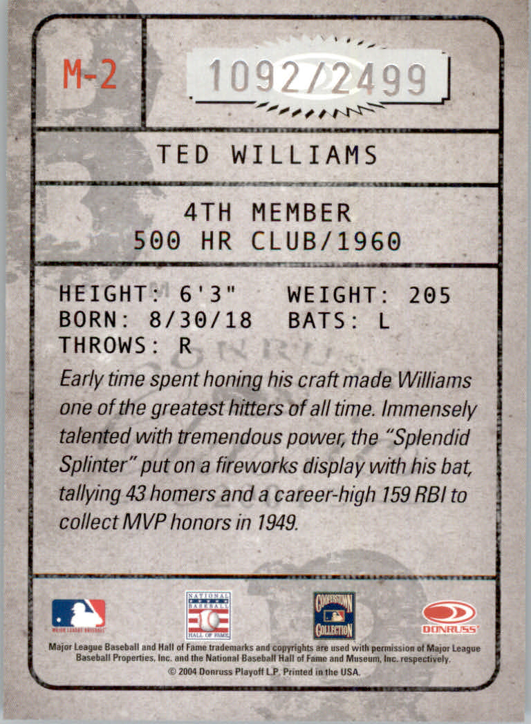 Tarjetas ""insertar e insertar paralelas"" de béisbol Donruss Classics 2004 - Imagen 71 de 123