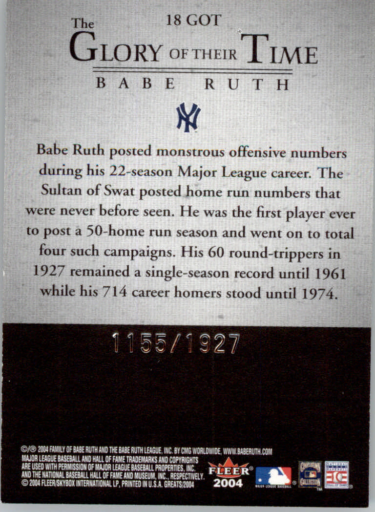 2004 Greats of the Game (Fleer) Baseball "Insert" Cards - Picture 43 of 57