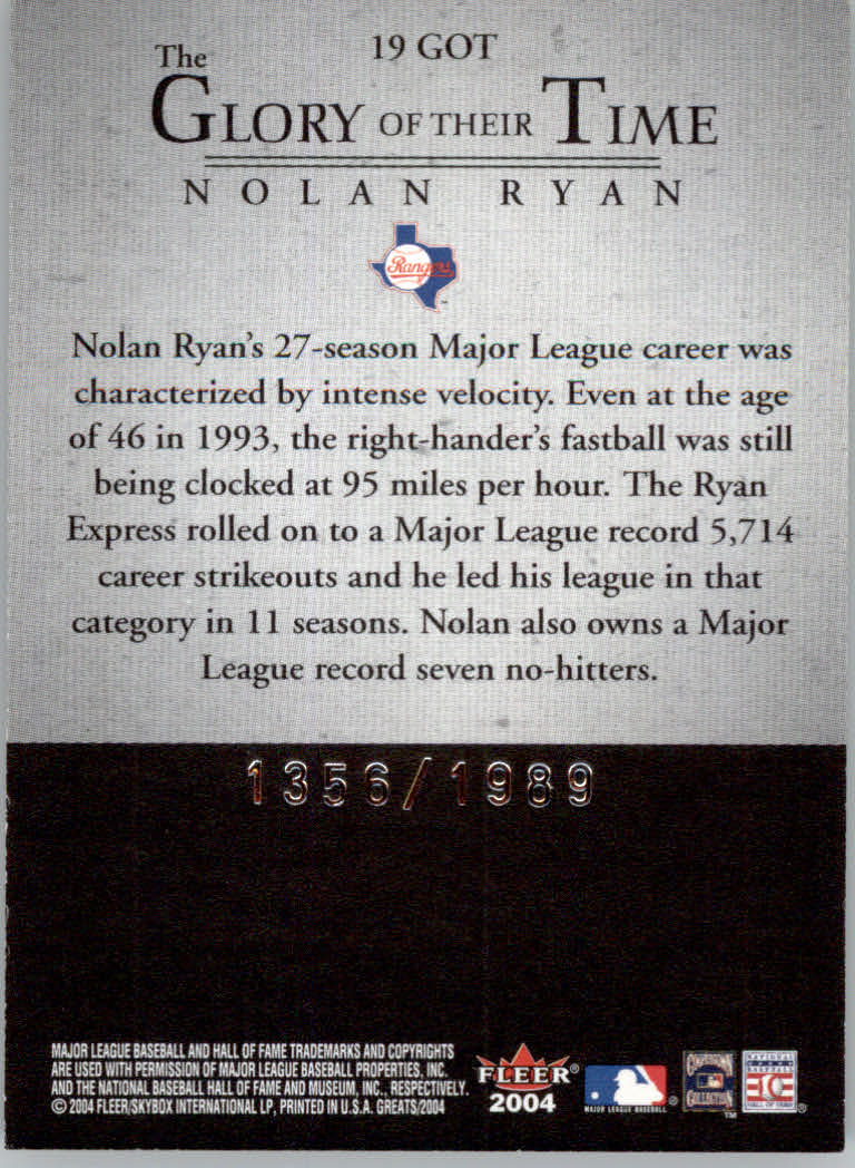 2004 Greats of the Game (Fleer) Baseball "Insert" Cards - Picture 45 of 57