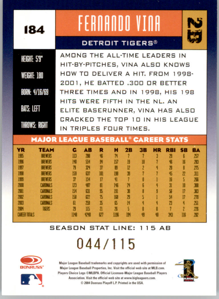 Carte "Parallele" Donruss Baseball 2005 - Foto 73 di 83