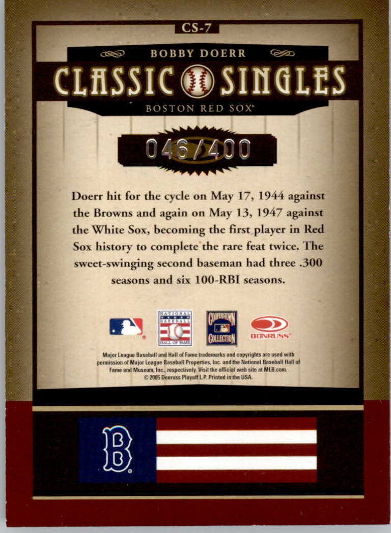 2005 Donruss Classics Baseball "Classic Combos and Singles" Insert Cards - Picture 19 of 39