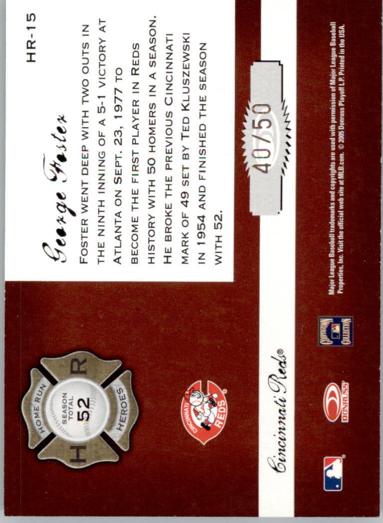 Donruss Classics Baseball 2005 "Home Run Heroes" inserto e carte parallele - Foto 87 di 87