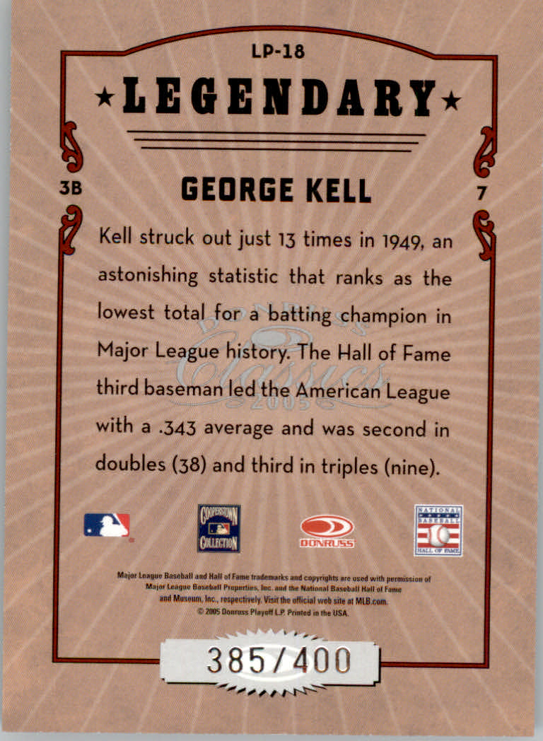 Tarjetas de inserción ""Legendary Lemberjacks and Players"" de béisbol Donruss Classics 2005 - Imagen 19 de 133