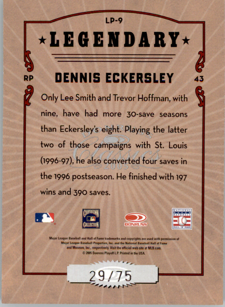 Tarjetas de inserción ""Legendary Lemberjacks and Players"" de béisbol Donruss Classics 2005 - Imagen 121 de 133