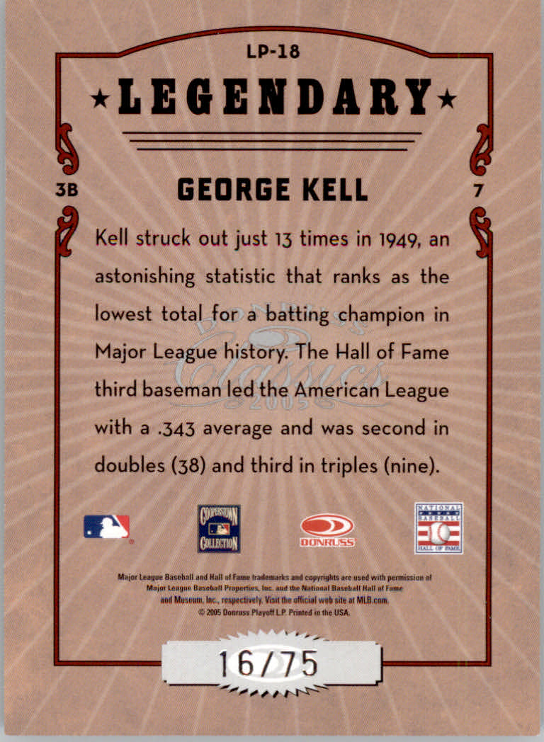 Tarjetas de inserción ""Legendary Lemberjacks and Players"" de béisbol Donruss Classics 2005 - Imagen 125 de 133
