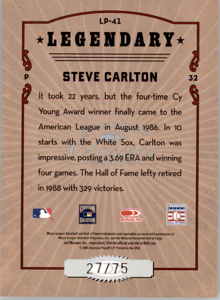 Tarjetas de inserción ""Legendary Lemberjacks and Players"" de béisbol Donruss Classics 2005 - Imagen 129 de 133