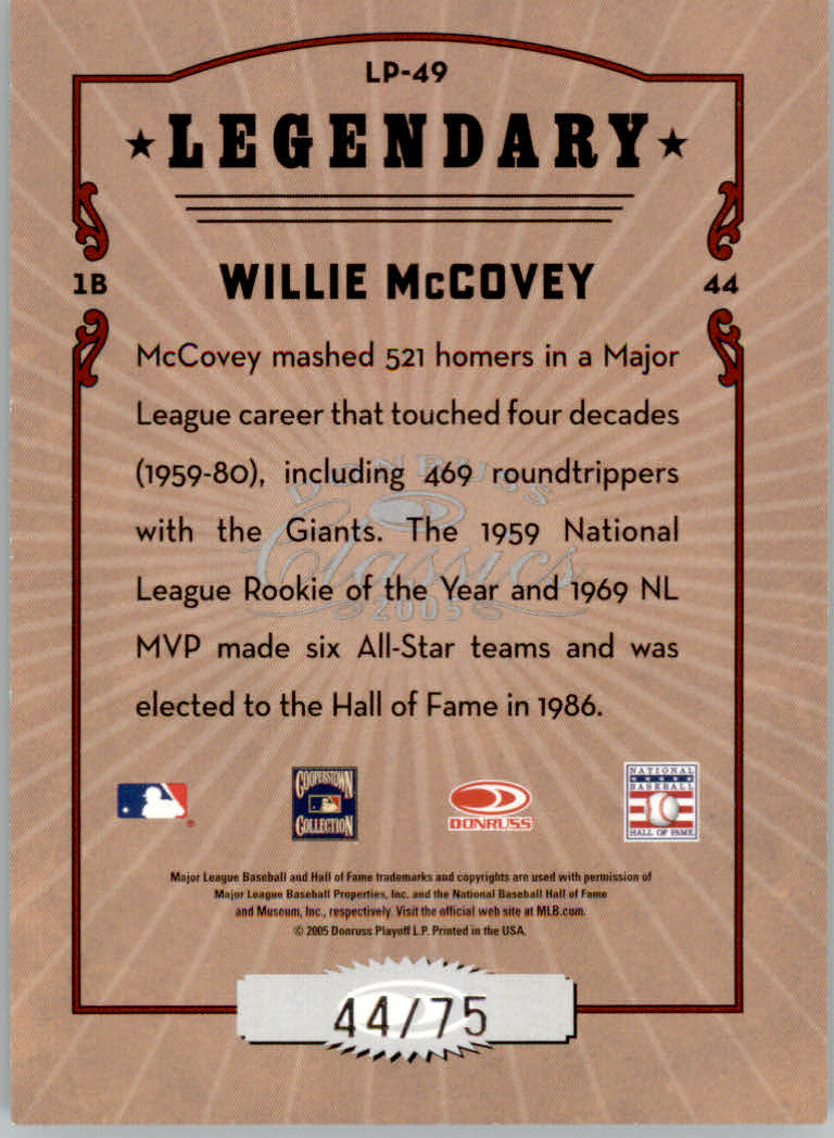 Tarjetas de inserción ""Legendary Lemberjacks and Players"" de béisbol Donruss Classics 2005 - Imagen 133 de 133
